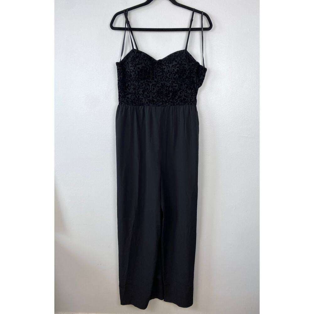 BOG Collective Velvet Bustier Jumpsuit Whimsygoth Wide Leg Floral Gothic Size XL